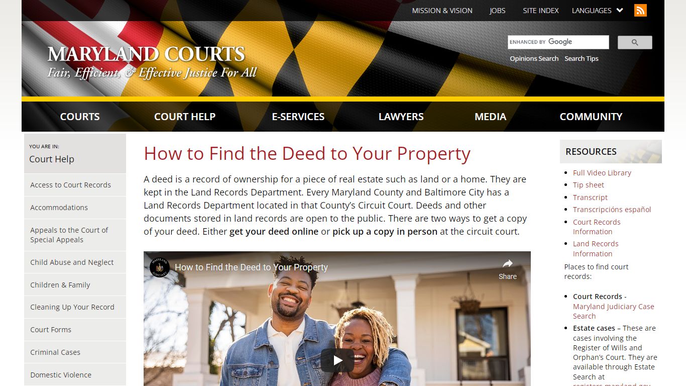 How to Find the Deed to Your Property | Maryland Courts